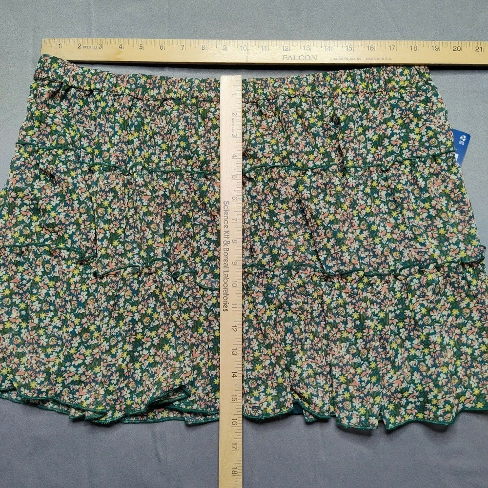 ARIZONA JEANS Women 2XL Green Floral Lined 16" Mini Skirt NEW - Picture 2 of 7